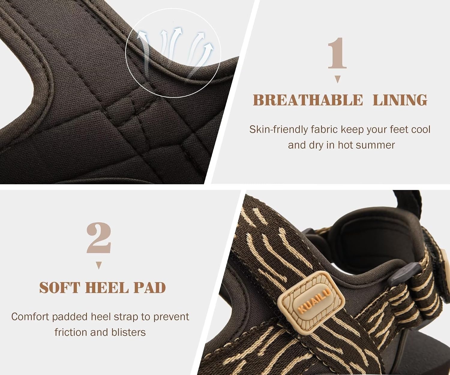 image:imageKuaiLu Mens Walking Sandals with Arch Support Adjustable amp LightweightCoffee Brown