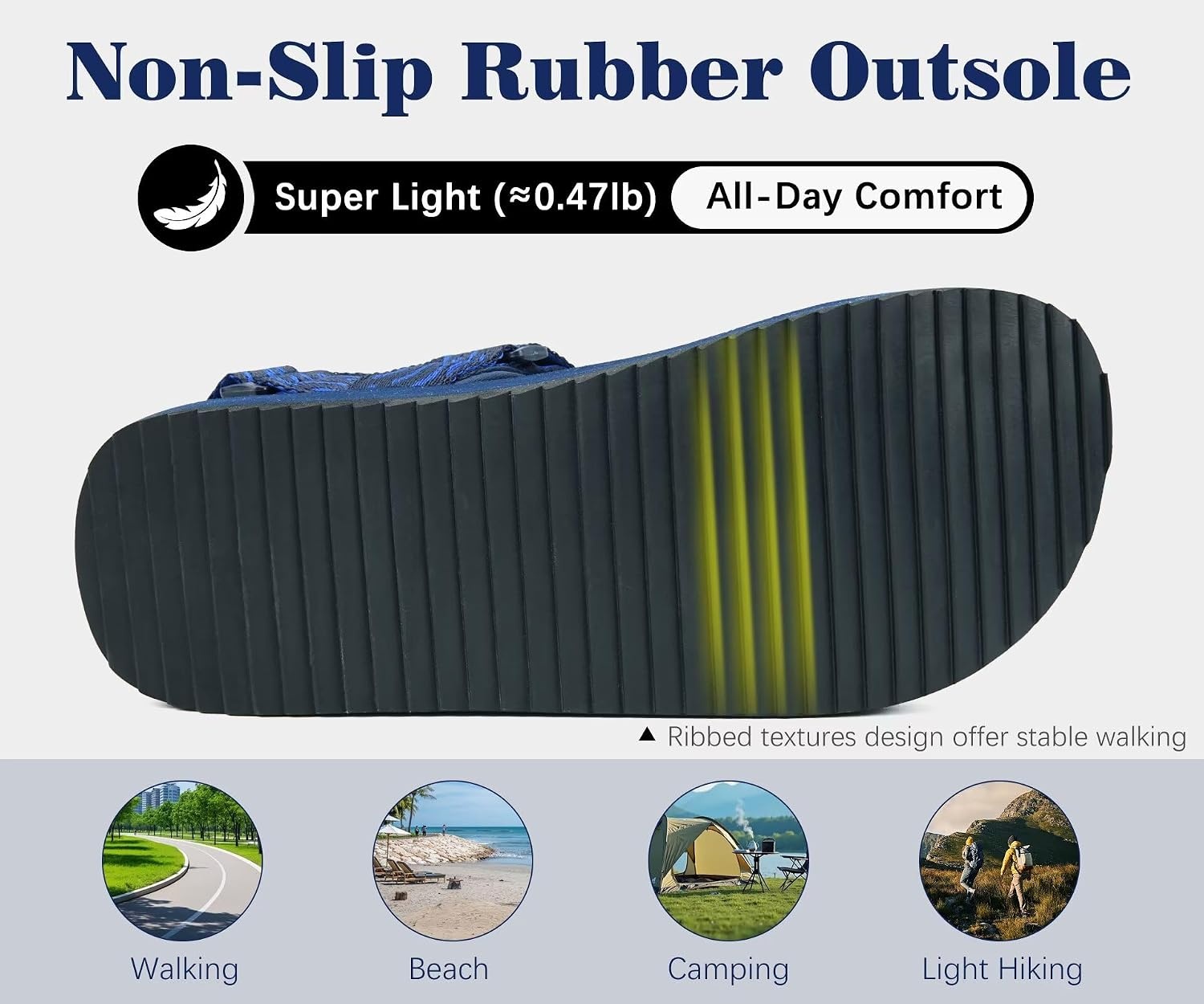 image:imageKuaiLu Mens Walking Sandals with Arch Support Adjustable amp LightweightDark Blue
