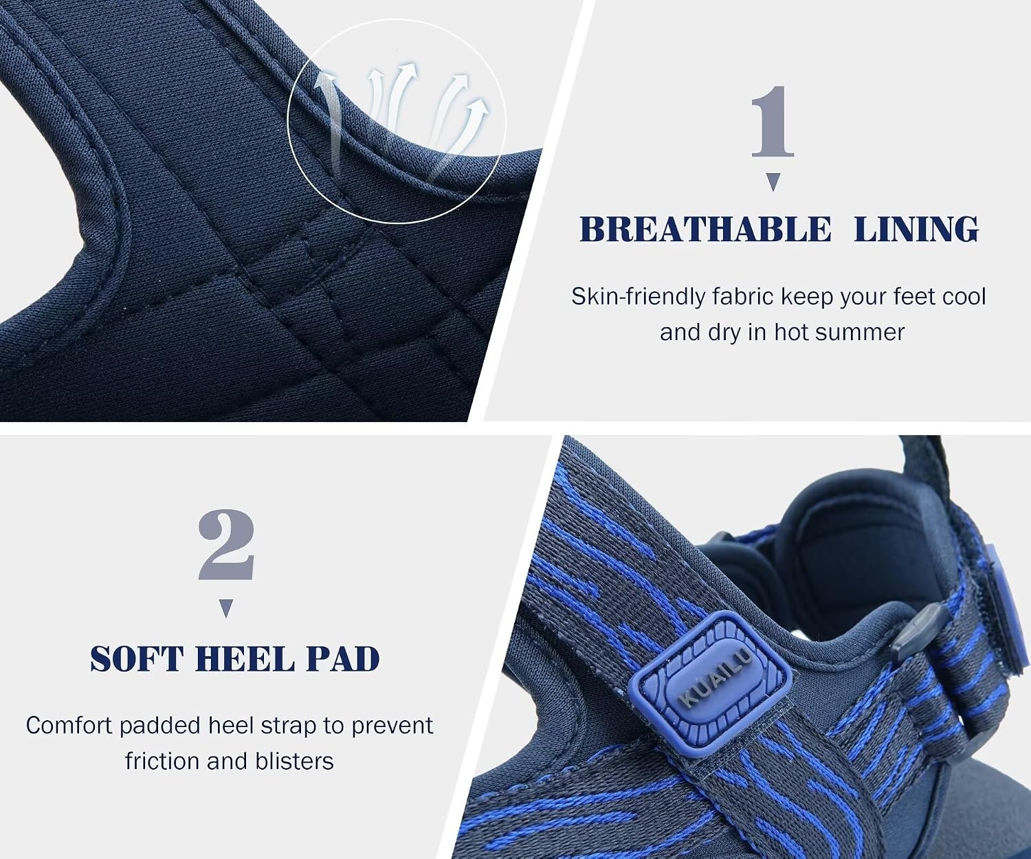 image:imageKuaiLu Mens Walking Sandals with Arch Support Adjustable amp LightweightDark Blue