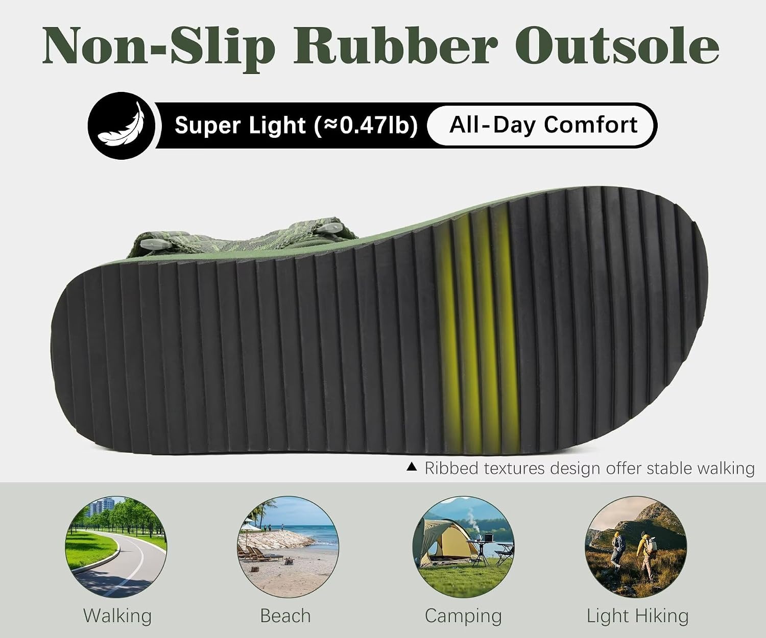 image:imageKuaiLu Mens Walking Sandals with Arch Support Adjustable amp LightweightGreen