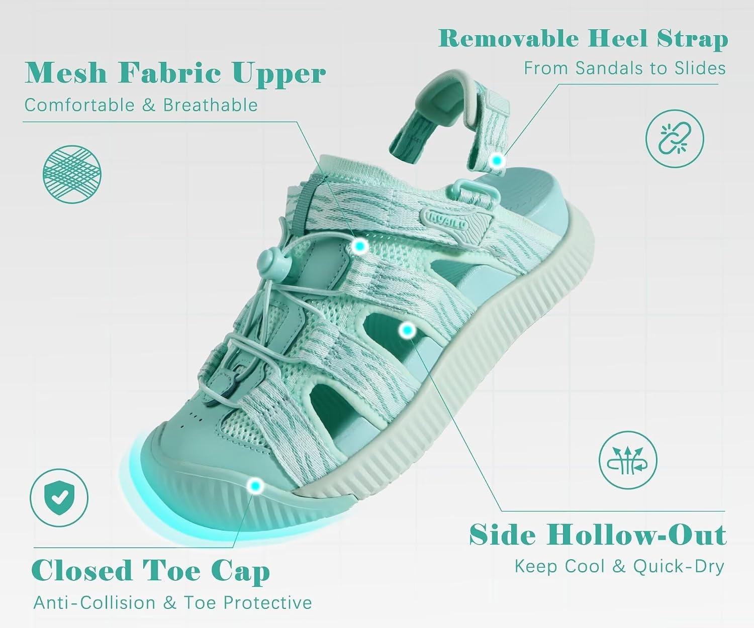 image:imageKuaiLu Orthopedic Closed Toe Sandals For Womens Athletic Outdoor WalkingLake Bluechoose One Size Larger