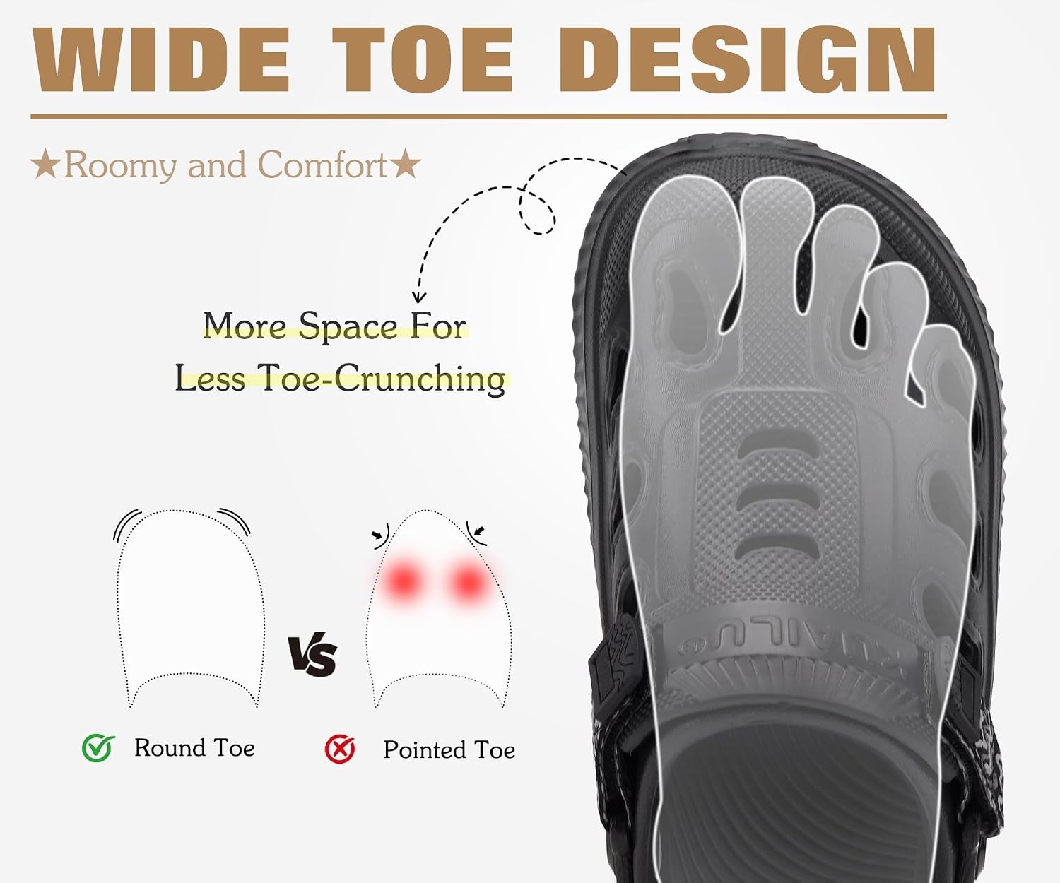 image:imageKuaiLu Womens Classic Recovery Clogs Waterproof amp Quick Dry Beach SandalsAll Black