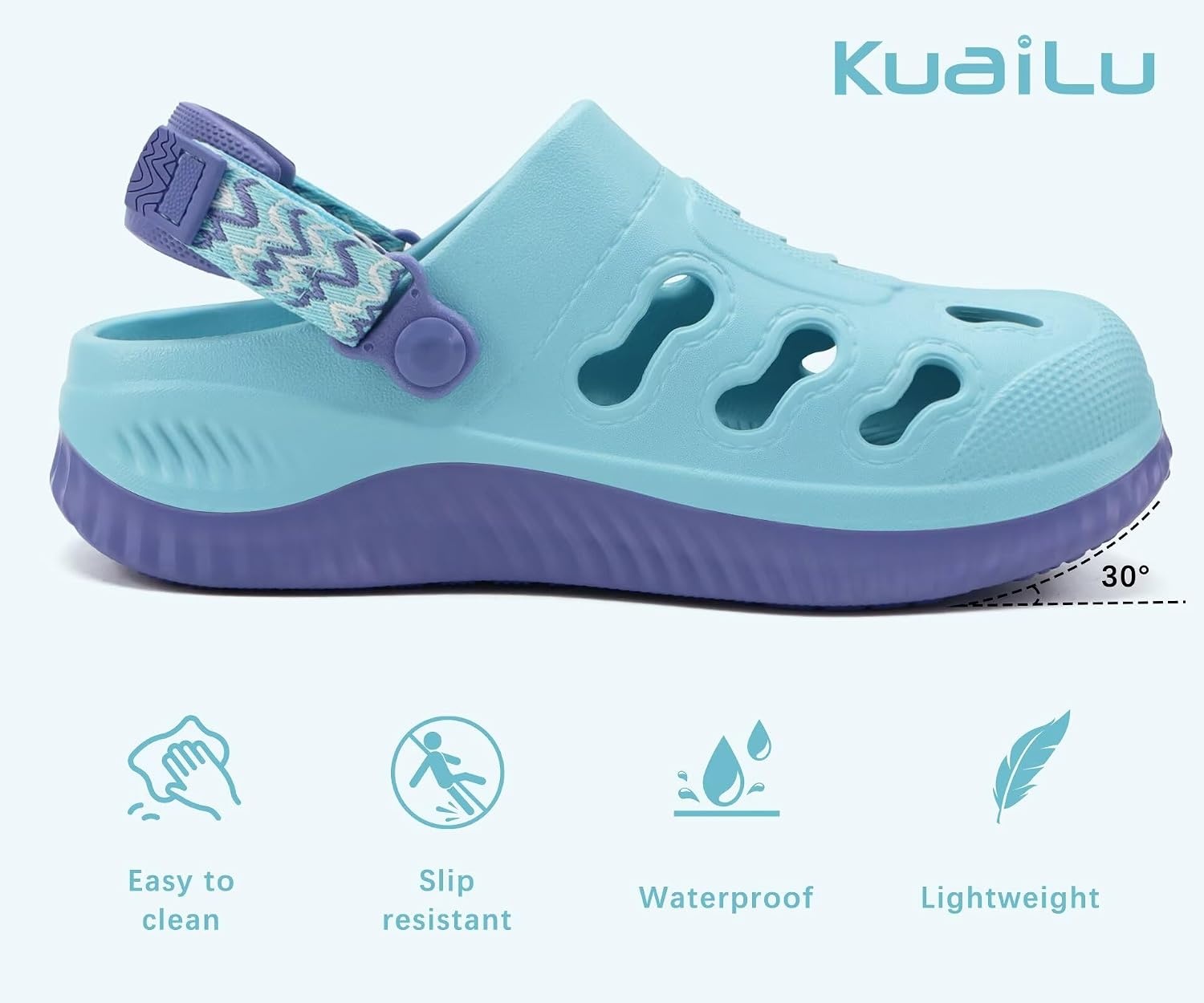image:imageKuaiLu Womens Classic Recovery Clogs Waterproof amp Quick Dry Beach SandalsAqua Blue