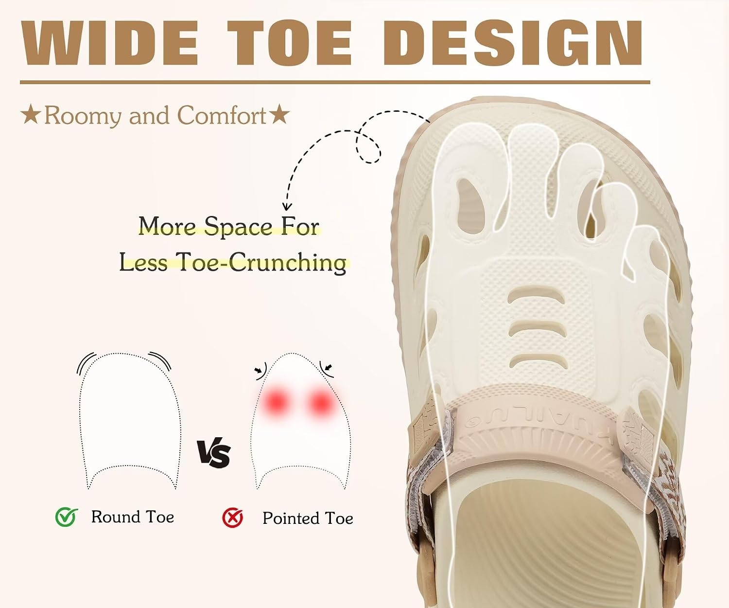 image:imageKuaiLu Womens Classic Recovery Clogs Waterproof amp Quick Dry Beach SandalsBeige White