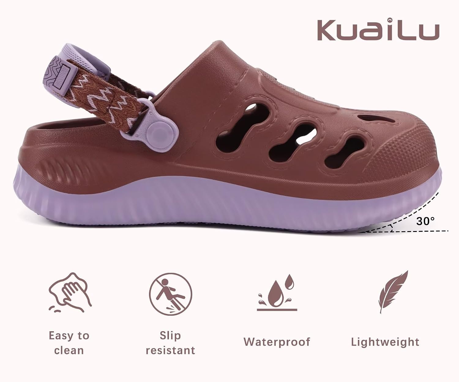 image:imageKuaiLu Womens Classic Recovery Clogs Waterproof amp Quick Dry Beach SandalsDark Brown