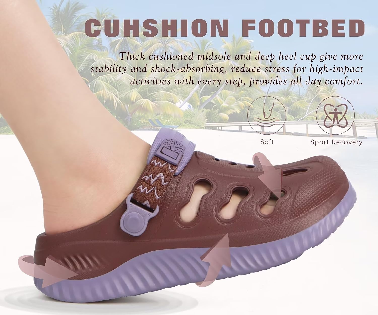image:imageKuaiLu Womens Classic Recovery Clogs Waterproof amp Quick Dry Beach SandalsDark Brown