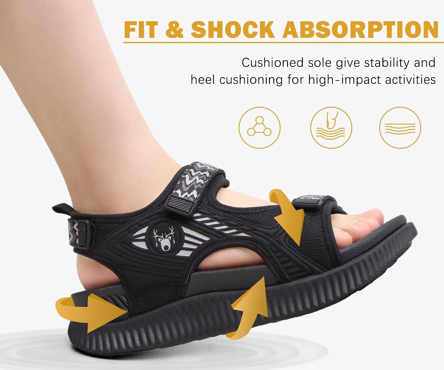 image:imageKuaiLu Womens Orthopedic Walking Sandals with Comfortable Arch SupportAll Black