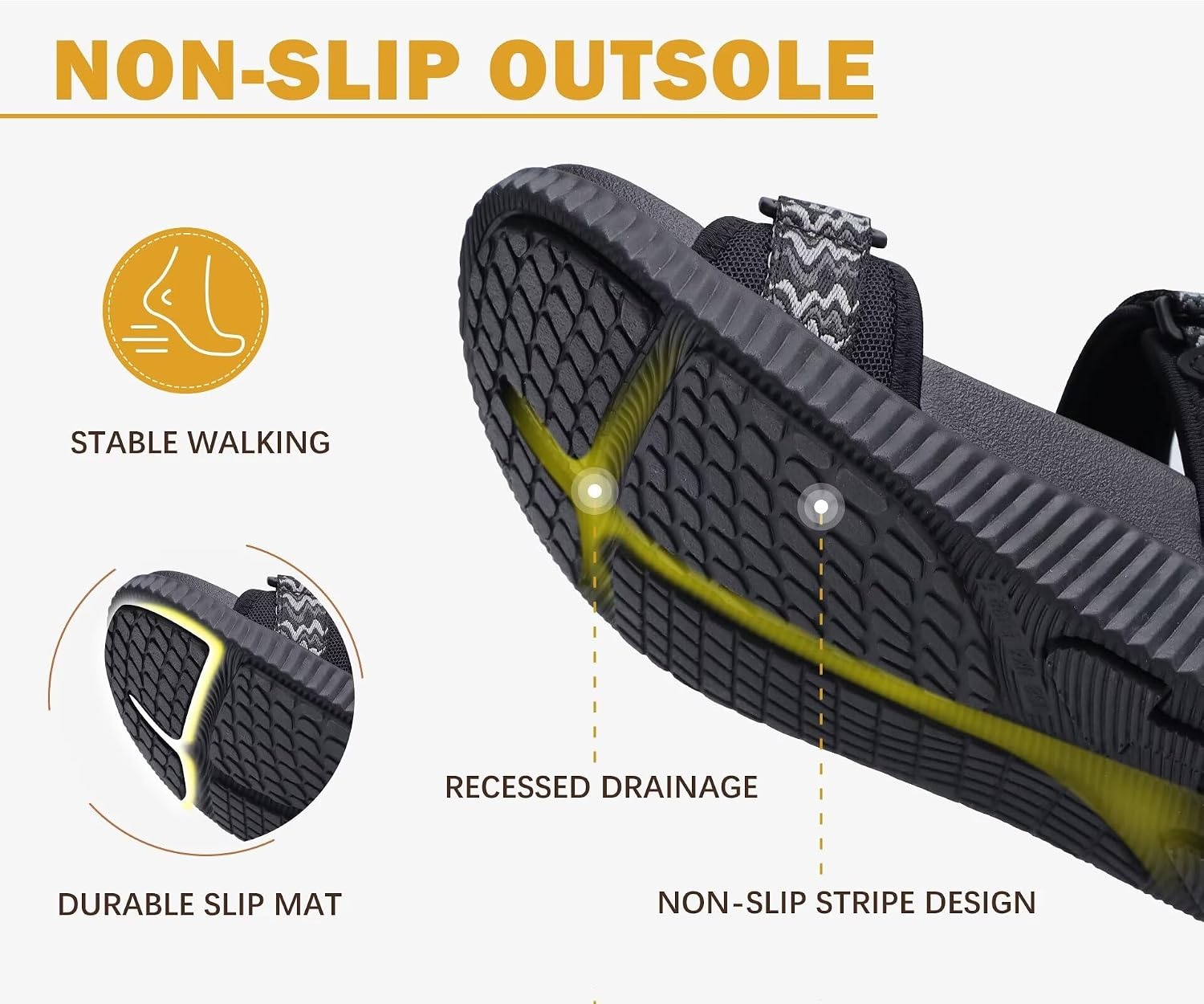 image:imageKuaiLu Womens Orthopedic Walking Sandals with Comfortable Arch SupportAll Black