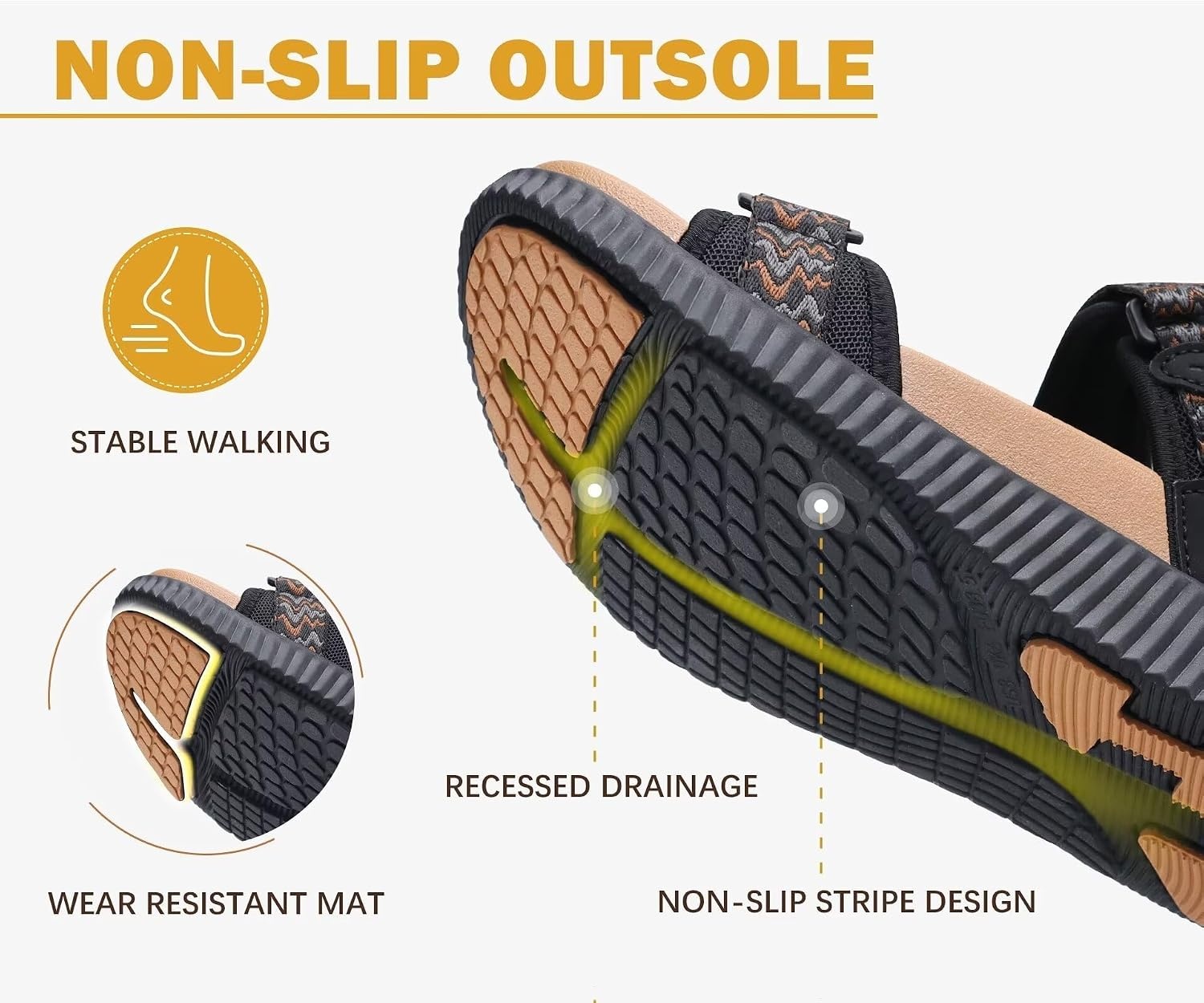 image:imageKuaiLu Womens Orthopedic Walking Sandals with Comfortable Arch SupportBlack Khaki