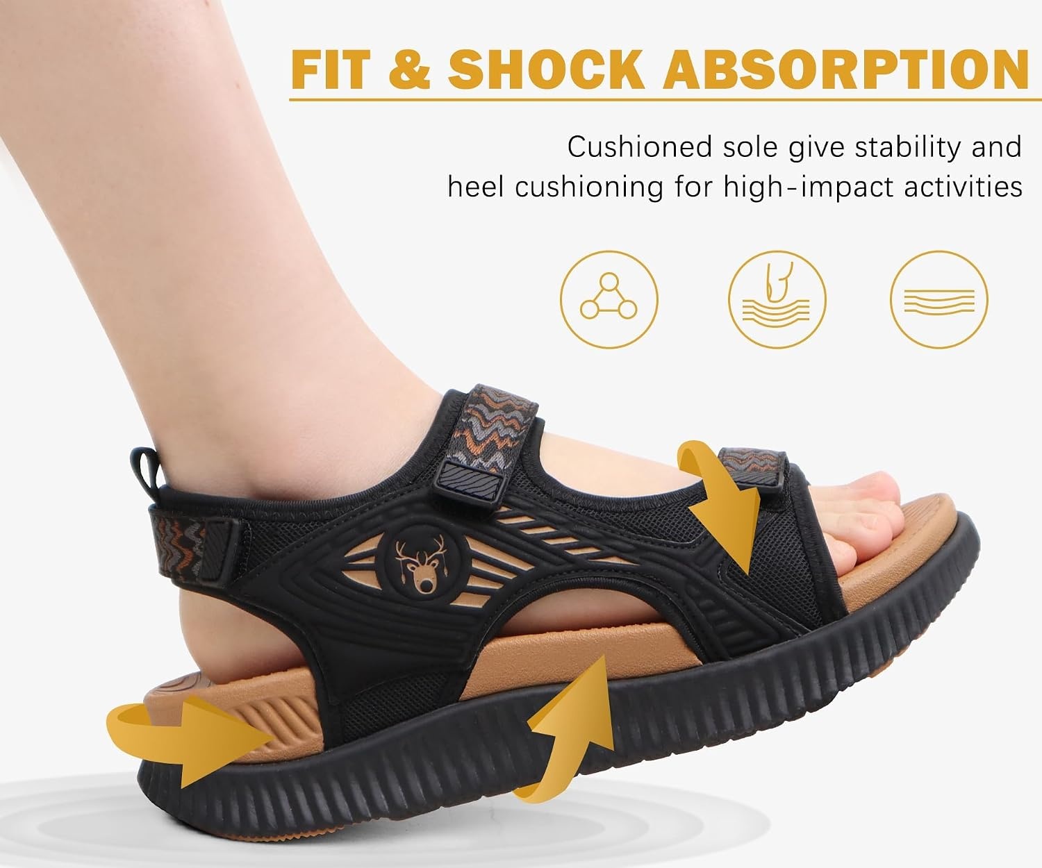 image:imageKuaiLu Womens Orthopedic Walking Sandals with Comfortable Arch SupportBlack Khaki
