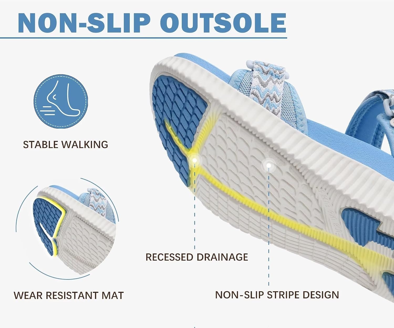 image:imageKuaiLu Womens Orthopedic Walking Sandals with Comfortable Arch SupportBlue White