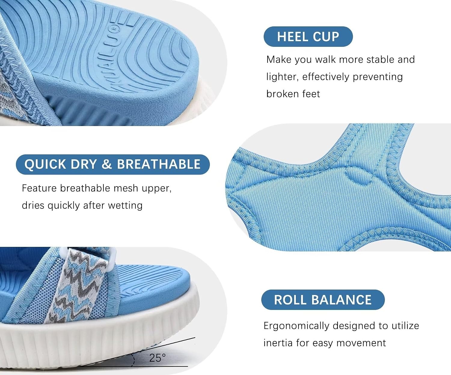 image:imageKuaiLu Womens Orthopedic Walking Sandals with Comfortable Arch SupportBlue White