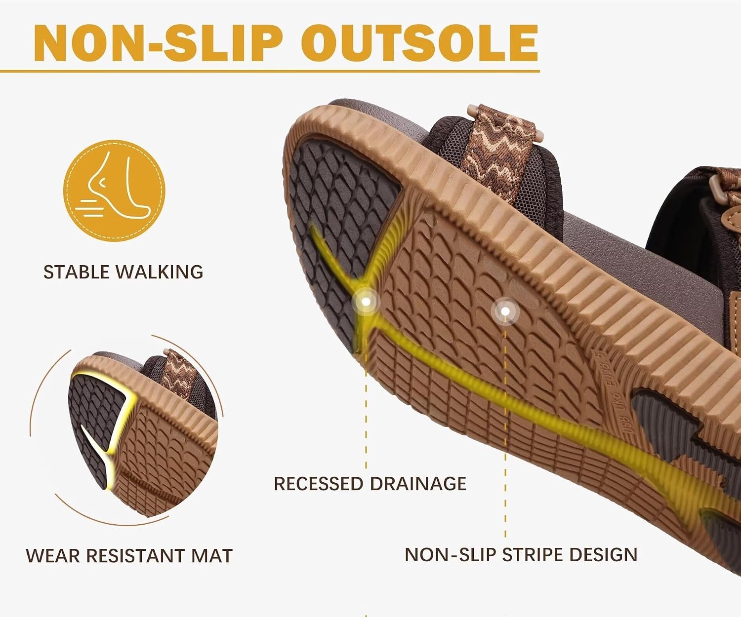 image:imageKuaiLu Womens Orthopedic Walking Sandals with Comfortable Arch SupportBrown Khaki