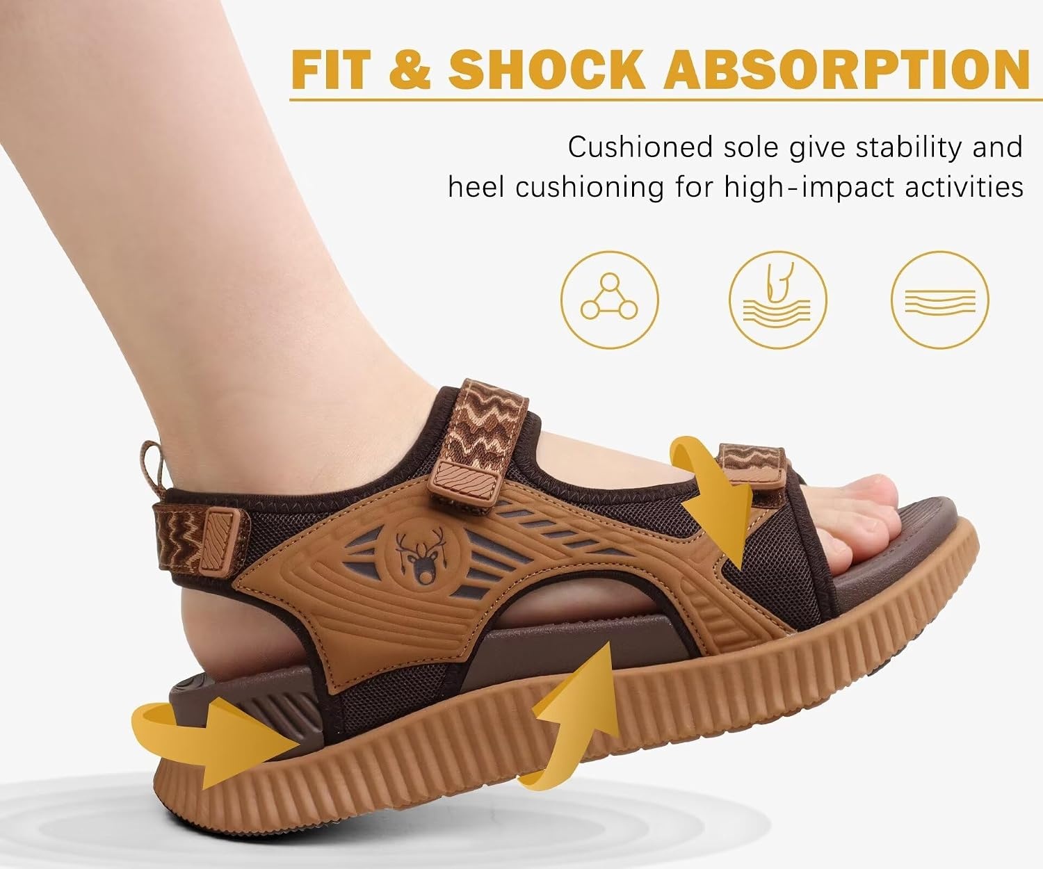 image:imageKuaiLu Womens Orthopedic Walking Sandals with Comfortable Arch SupportBrown Khaki