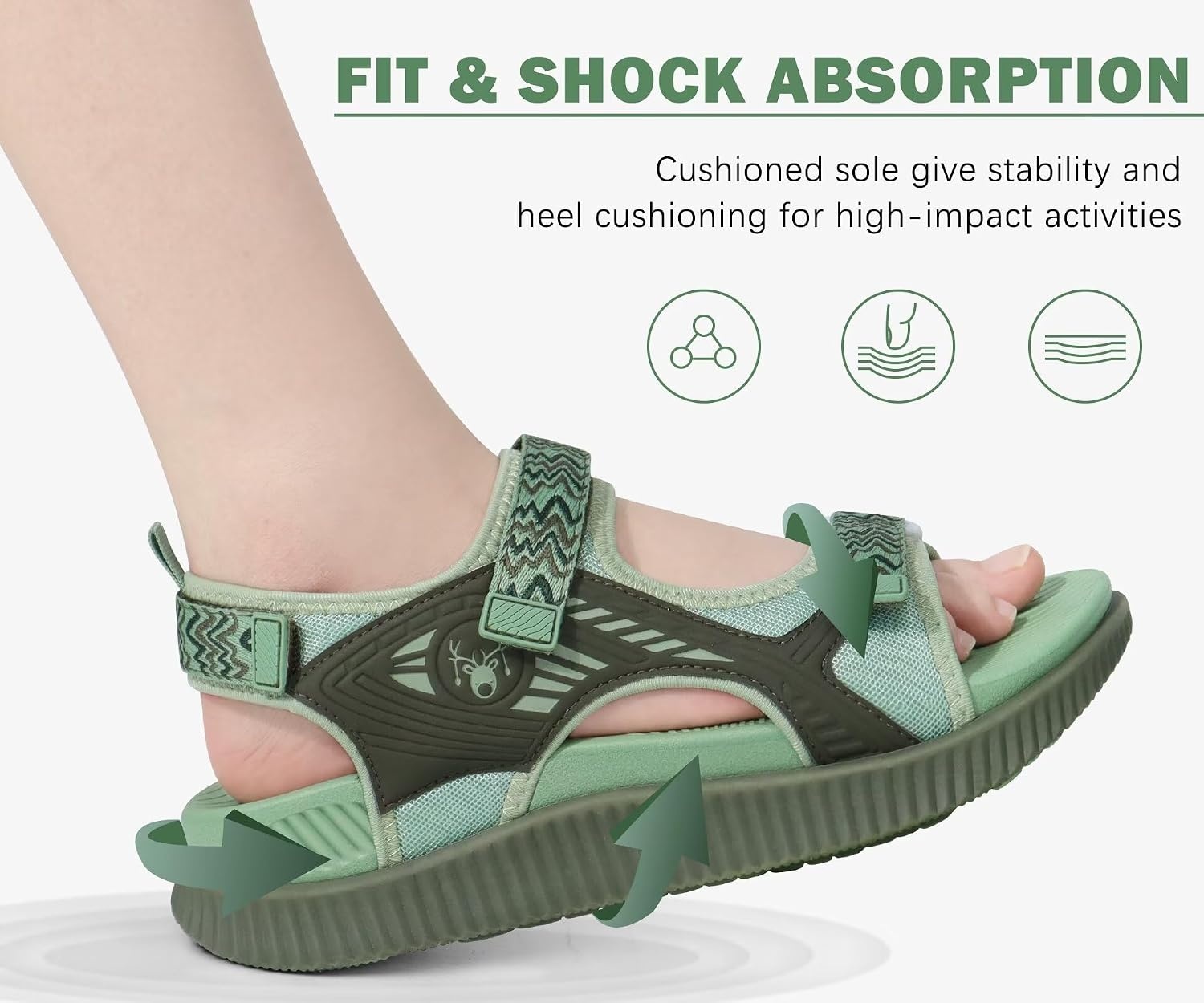 image:imageKuaiLu Womens Orthopedic Walking Sandals with Comfortable Arch SupportGreen