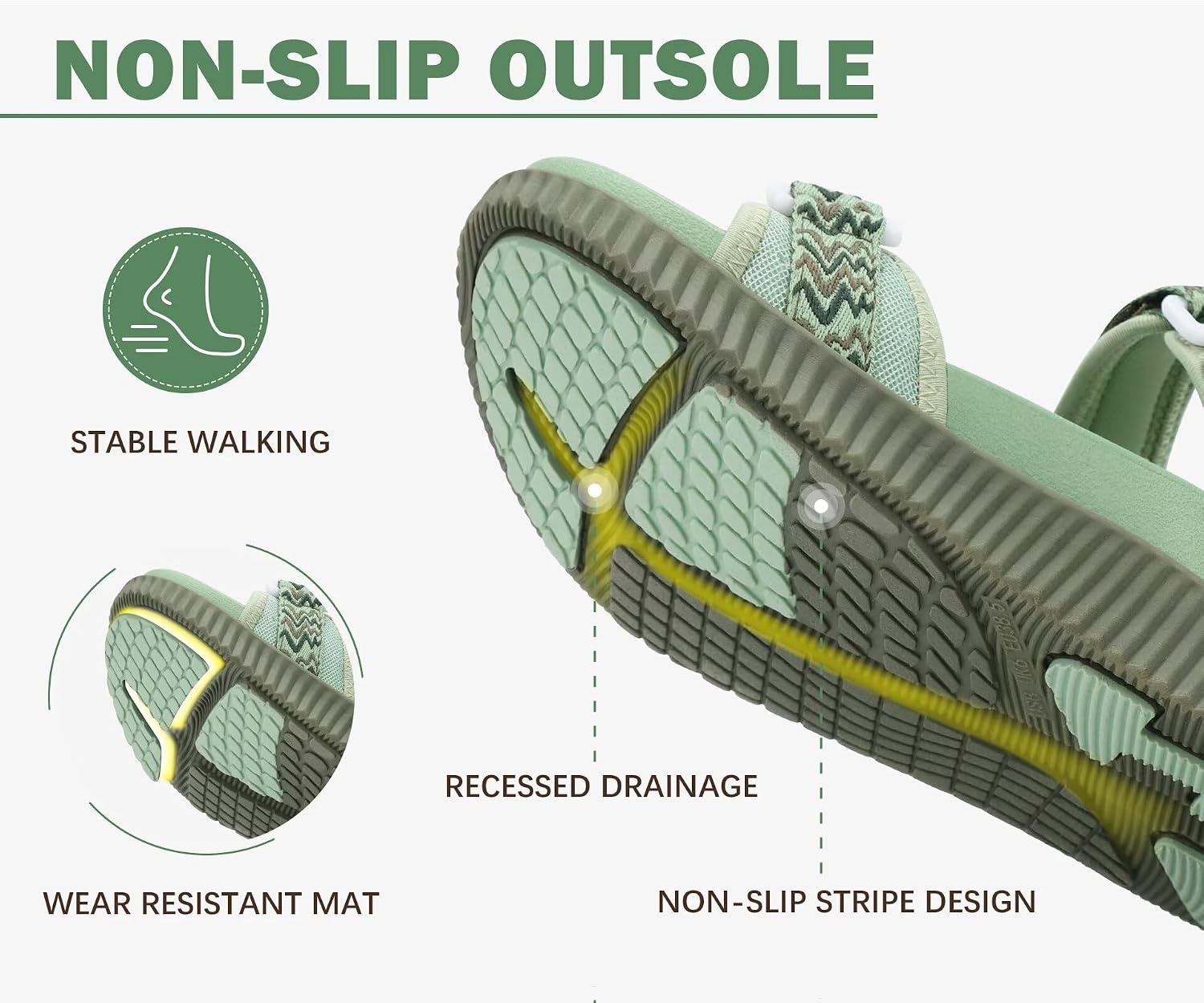 image:imageKuaiLu Womens Orthopedic Walking Sandals with Comfortable Arch SupportGreen