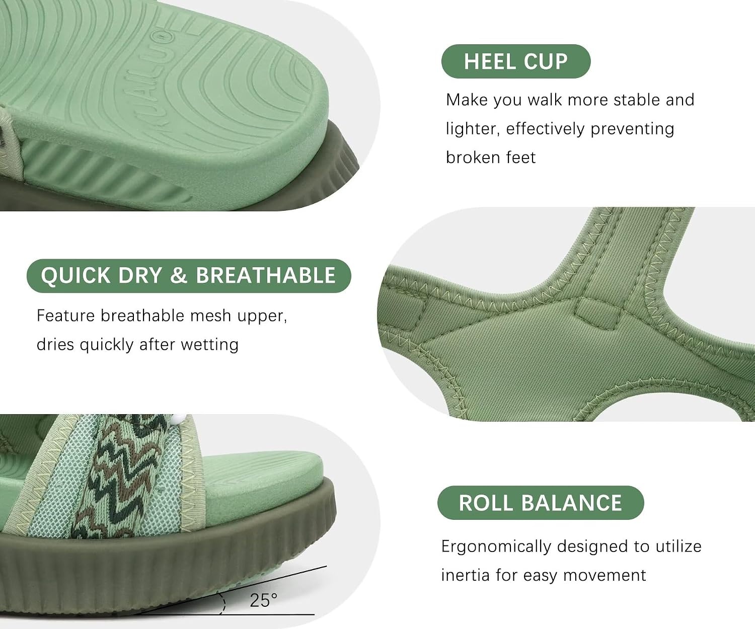 image:imageKuaiLu Womens Orthopedic Walking Sandals with Comfortable Arch SupportGreen