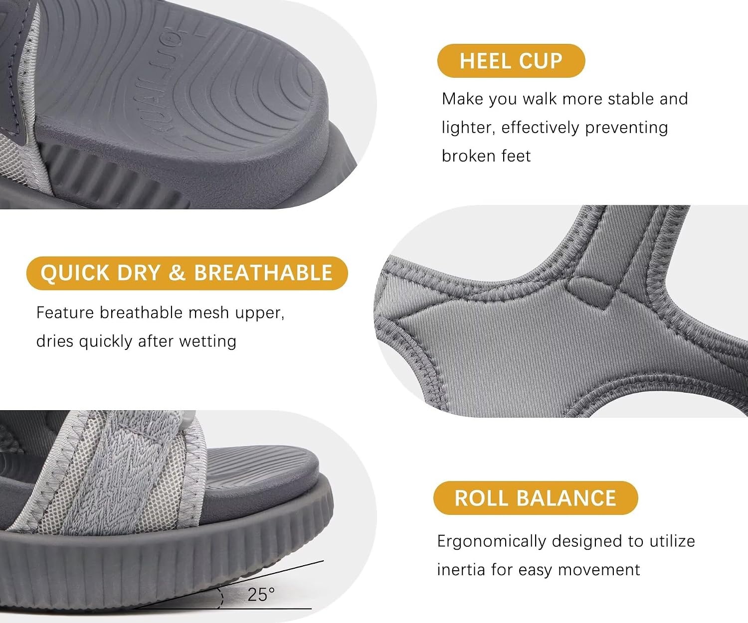 image:imageKuaiLu Womens Orthopedic Walking Sandals with Comfortable Arch SupportGrey