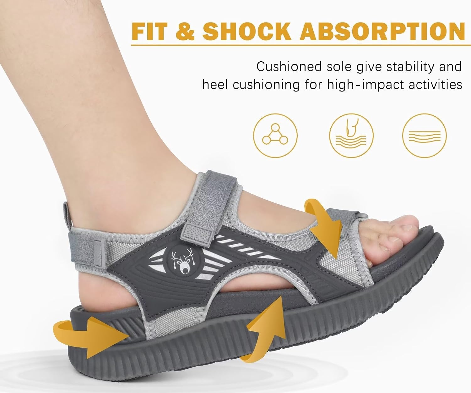 image:imageKuaiLu Womens Orthopedic Walking Sandals with Comfortable Arch SupportGrey