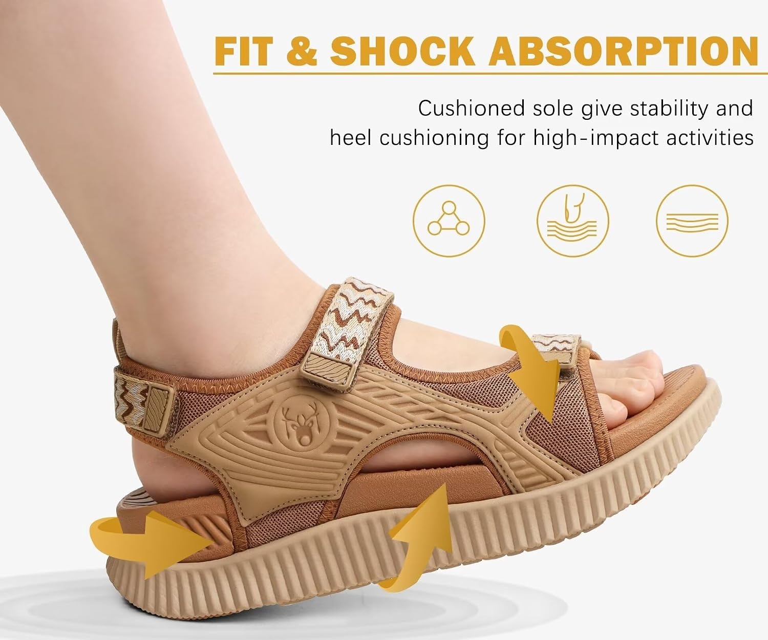 image:imageKuaiLu Womens Orthopedic Walking Sandals with Comfortable Arch SupportKhaki