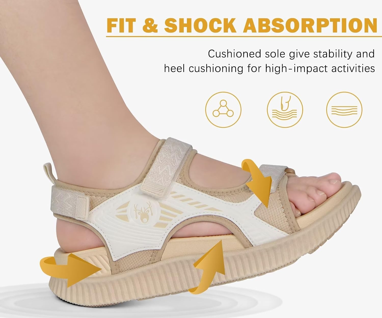 image:imageKuaiLu Womens Orthopedic Walking Sandals with Comfortable Arch SupportLight Beige