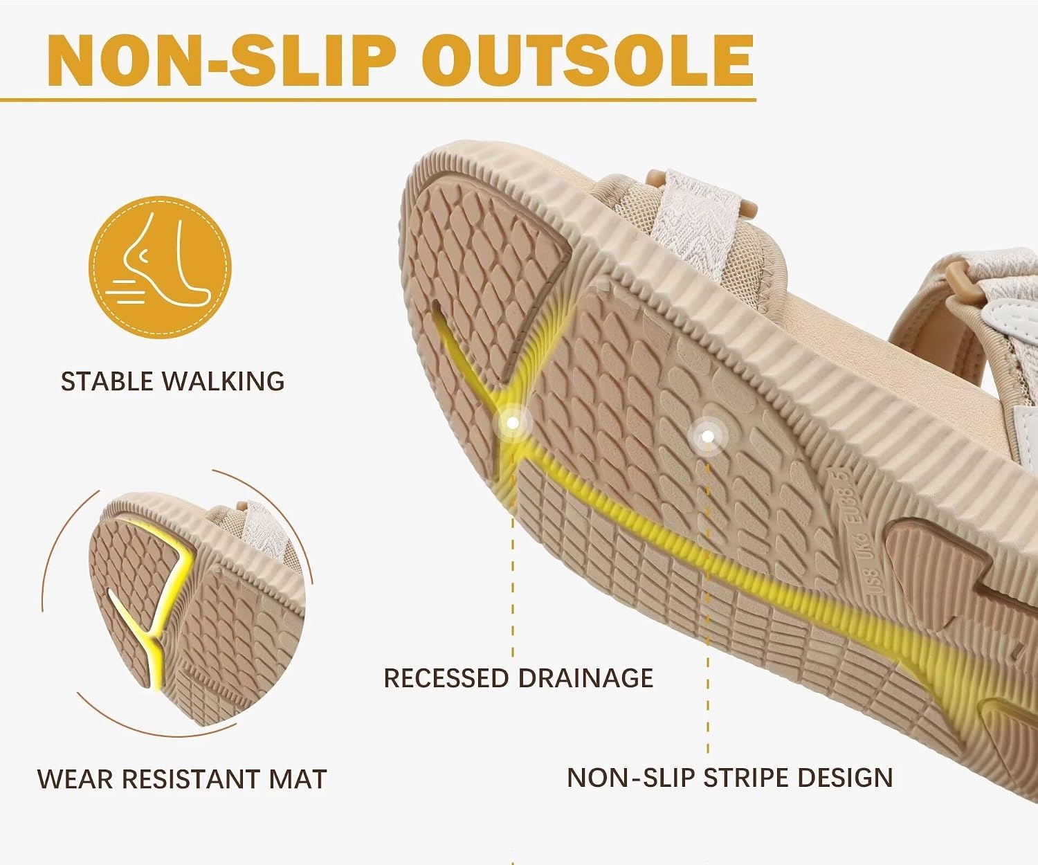 image:imageKuaiLu Womens Orthopedic Walking Sandals with Comfortable Arch SupportLight Beige