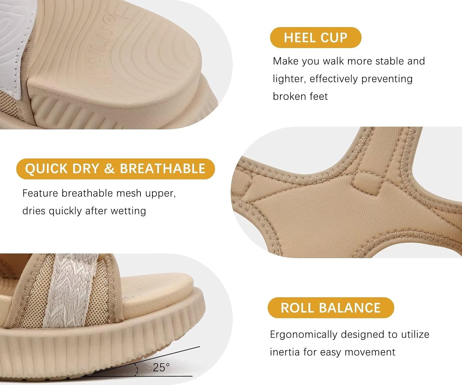 image:imageKuaiLu Womens Orthopedic Walking Sandals with Comfortable Arch SupportLight Beige