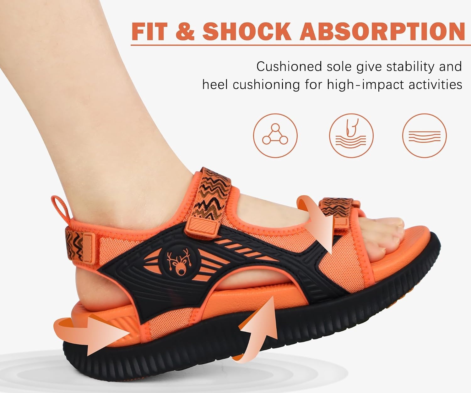 image:imageKuaiLu Womens Orthopedic Walking Sandals with Comfortable Arch SupportOrange Black