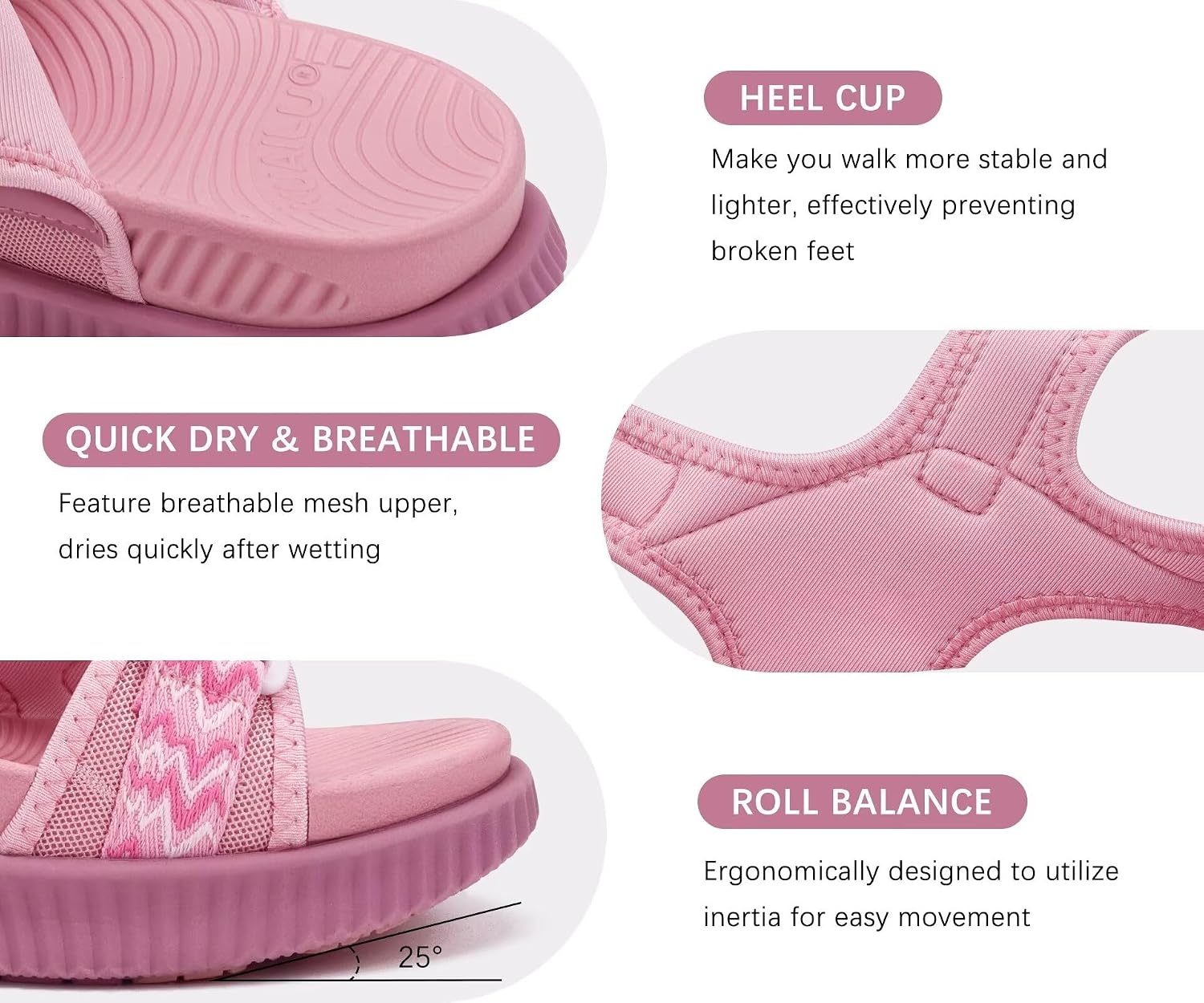 image:imageKuaiLu Womens Orthopedic Walking Sandals with Comfortable Arch SupportPink