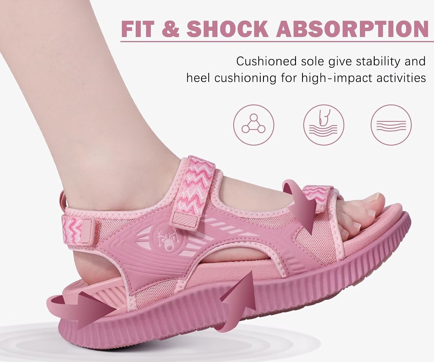image:imageKuaiLu Womens Orthopedic Walking Sandals with Comfortable Arch SupportPink