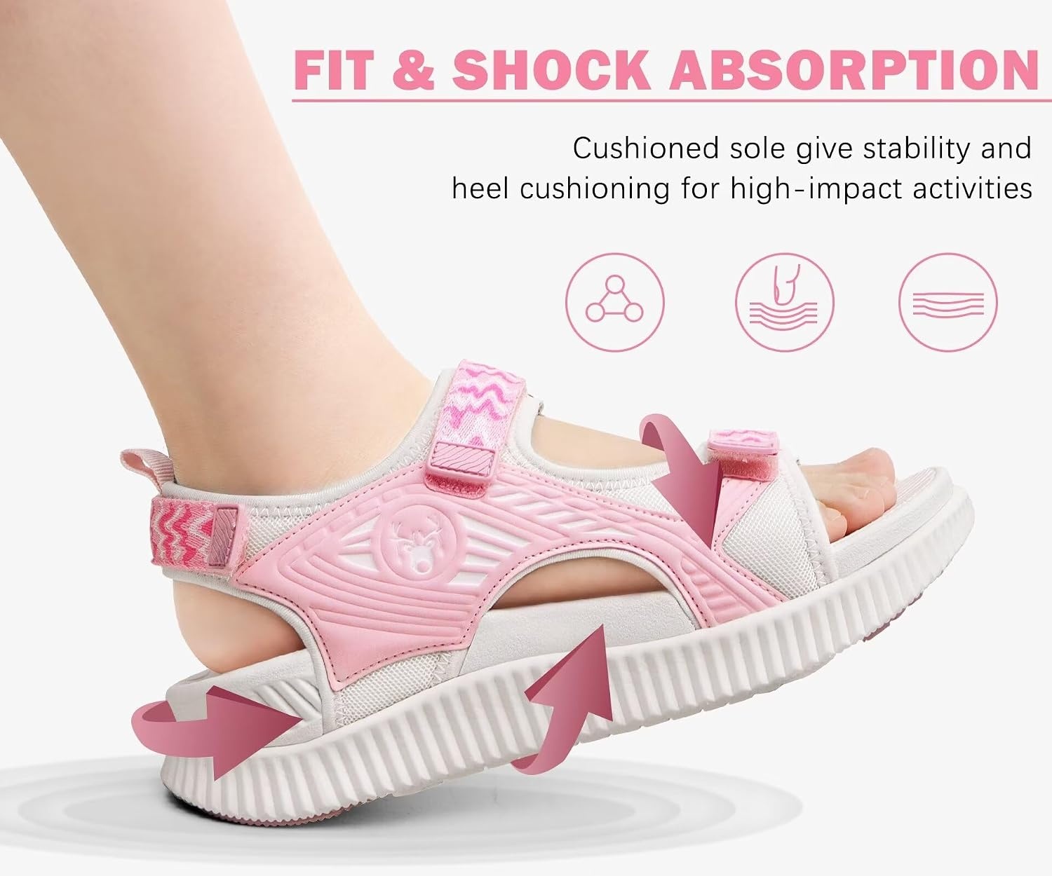 image:imageKuaiLu Womens Orthopedic Walking Sandals with Comfortable Arch SupportPink White
