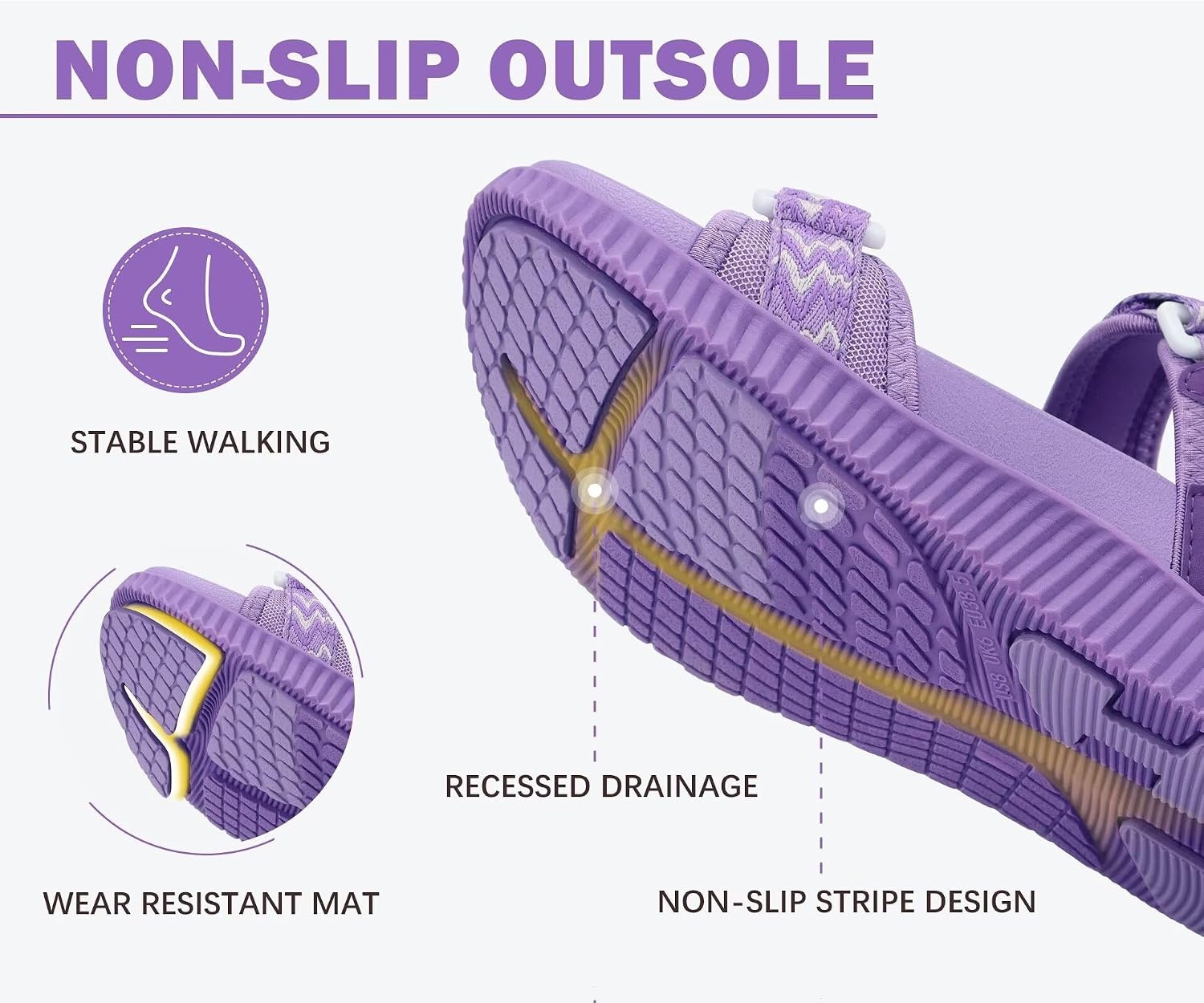 image:imageKuaiLu Womens Orthopedic Walking Sandals with Comfortable Arch SupportPurple