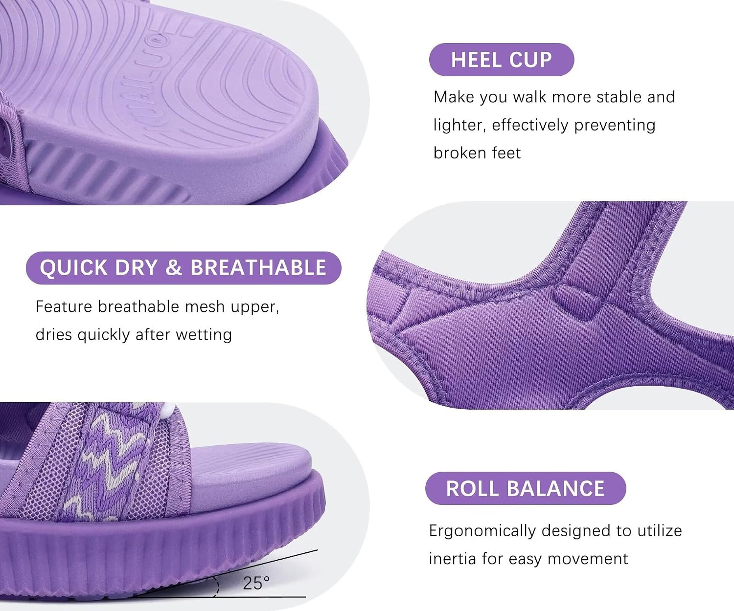 image:imageKuaiLu Womens Orthopedic Walking Sandals with Comfortable Arch SupportPurple
