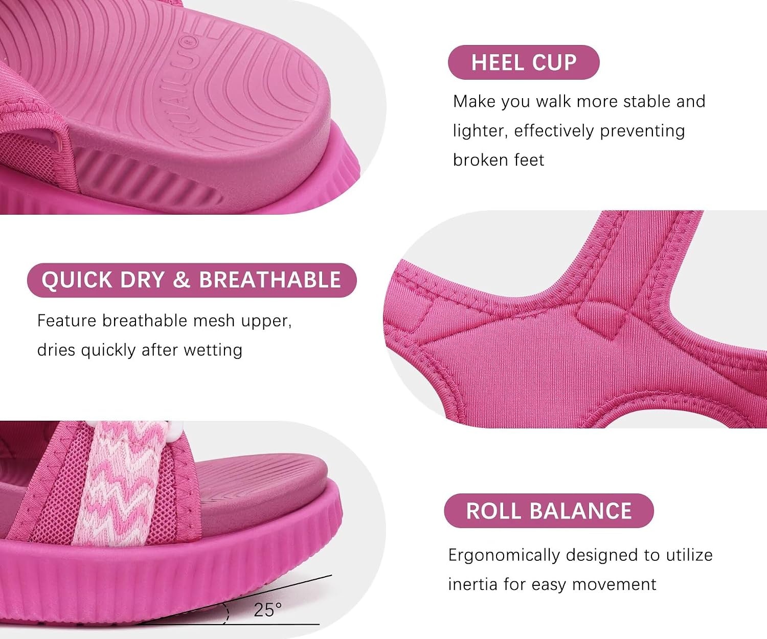 image:imageKuaiLu Womens Orthopedic Walking Sandals with Comfortable Arch SupportRose