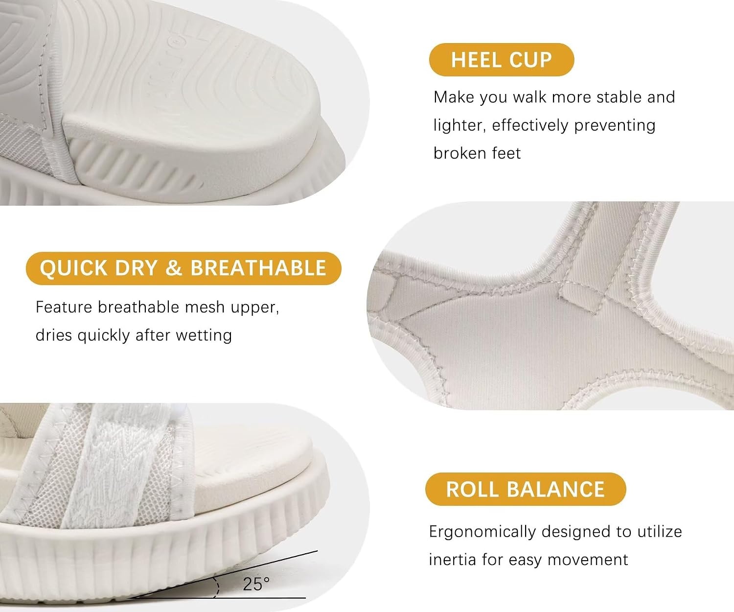 image:imageKuaiLu Womens Orthopedic Walking Sandals with Comfortable Arch SupportWhite