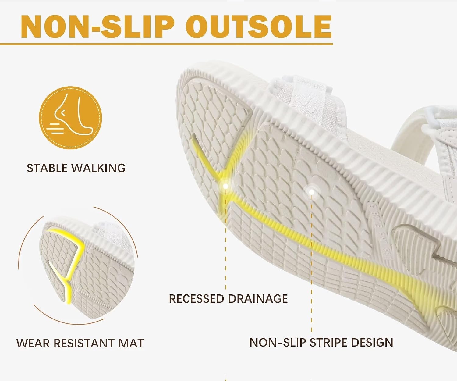 image:imageKuaiLu Womens Orthopedic Walking Sandals with Comfortable Arch SupportWhite