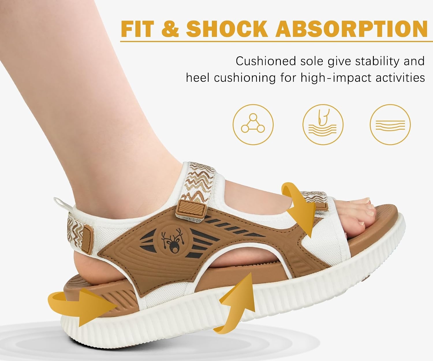 image:imageKuaiLu Womens Orthopedic Walking Sandals with Comfortable Arch SupportWhite Khaki