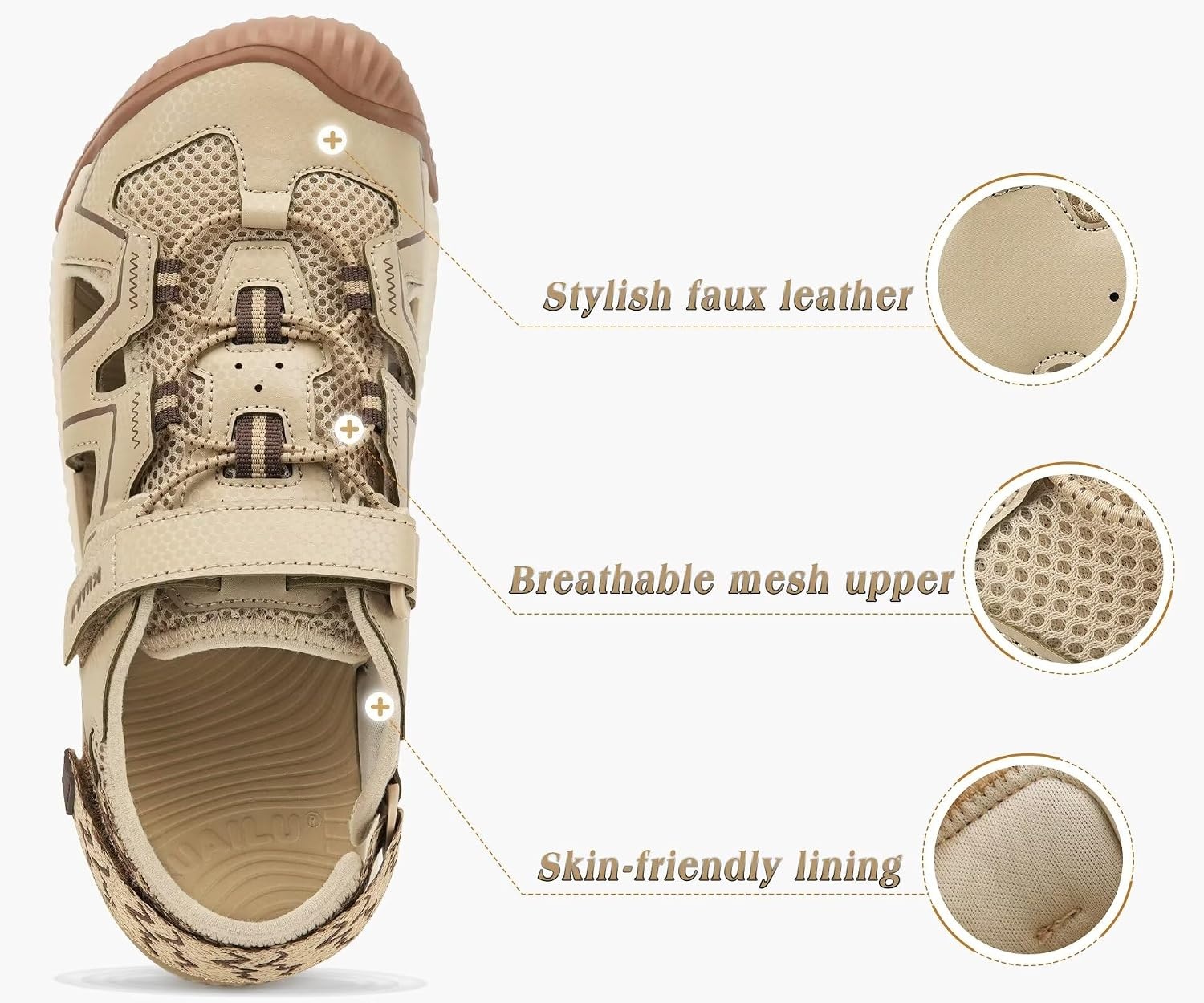 image:imageKuaiLu Womens Orthotic Walking Arch Support Closed Toe Sport Hiking SandalsBeige