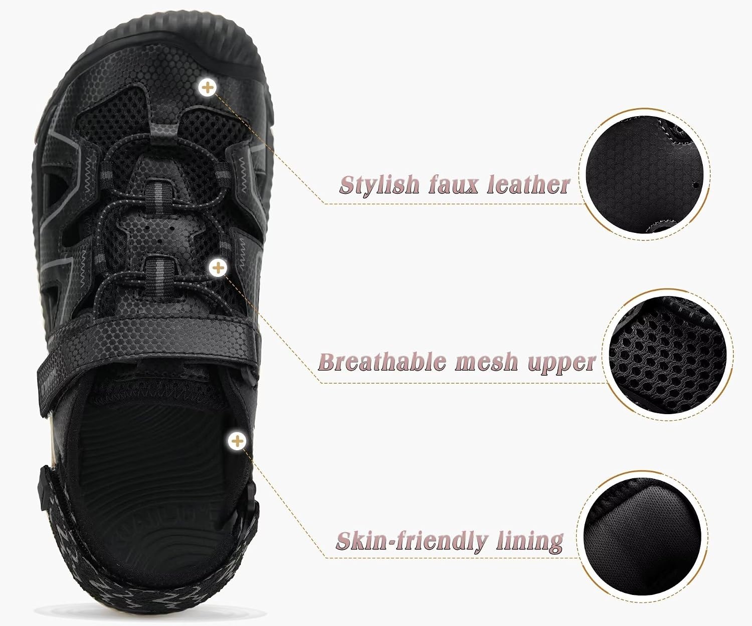 image:imageKuaiLu Womens Orthotic Walking Arch Support Closed Toe Sport Hiking SandalsBlack