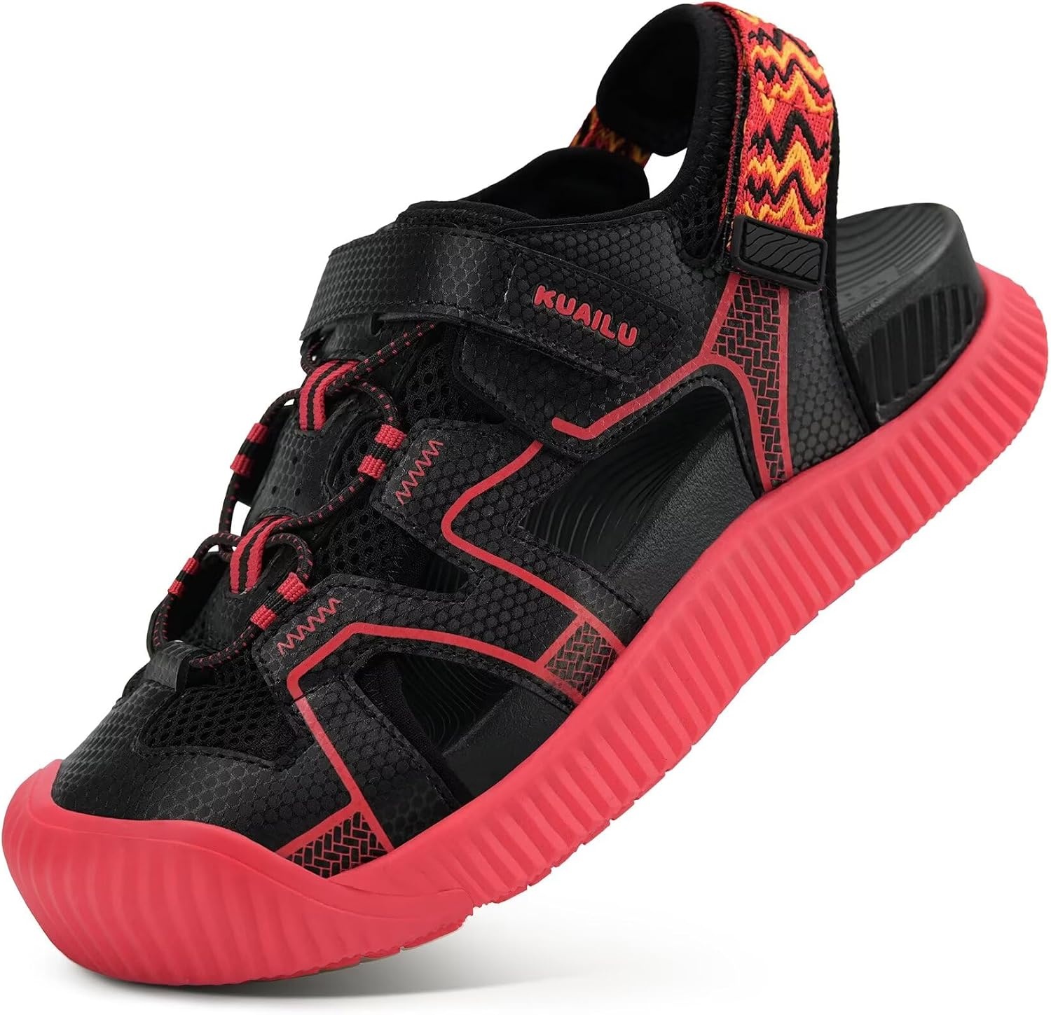 image:imageKuaiLu Womens Orthotic Walking Arch Support Closed Toe Sport Hiking SandalsBlackRed