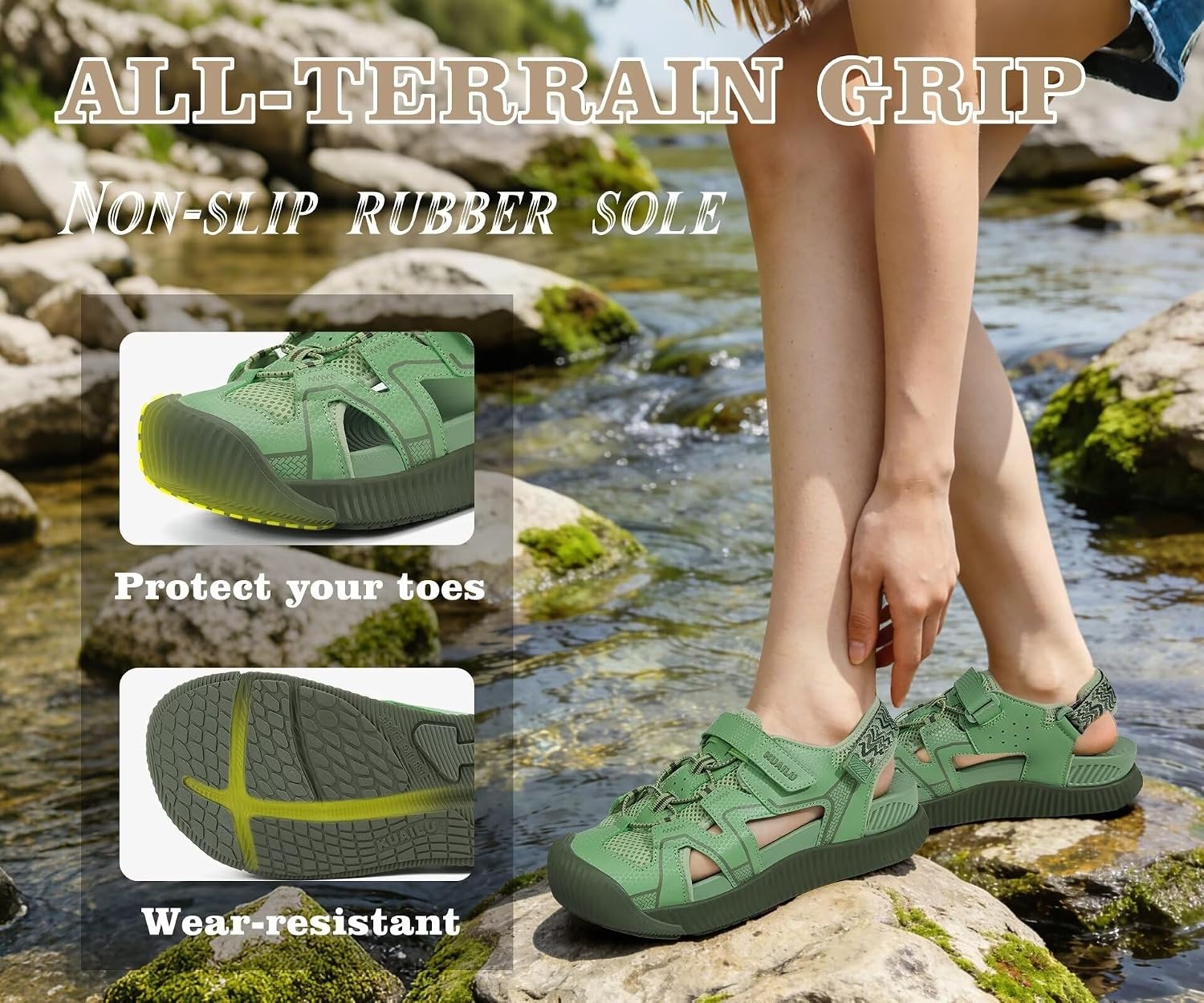 image:imageKuaiLu Womens Orthotic Walking Arch Support Closed Toe Sport Hiking SandalsGreen