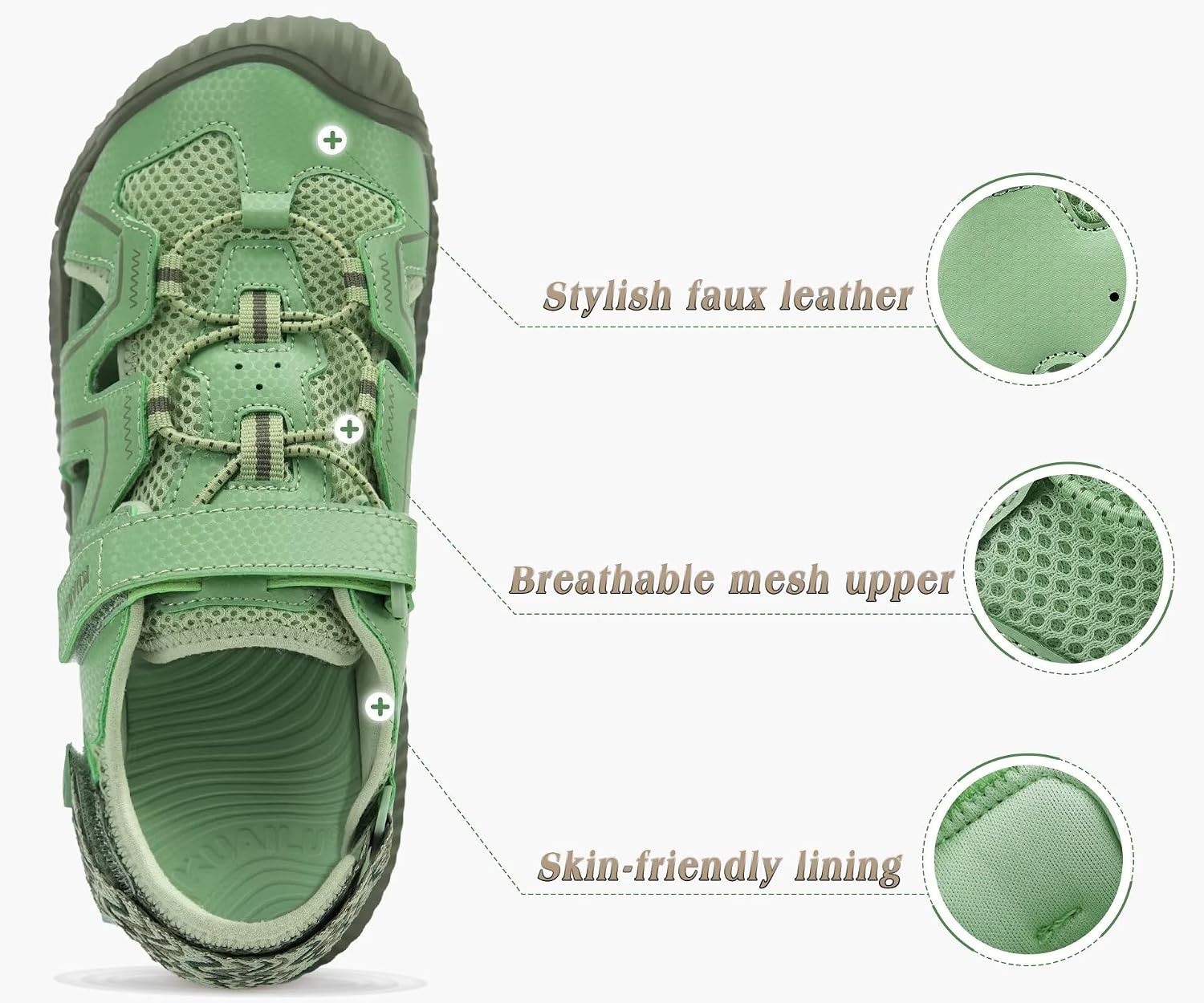 image:imageKuaiLu Womens Orthotic Walking Arch Support Closed Toe Sport Hiking SandalsGreen