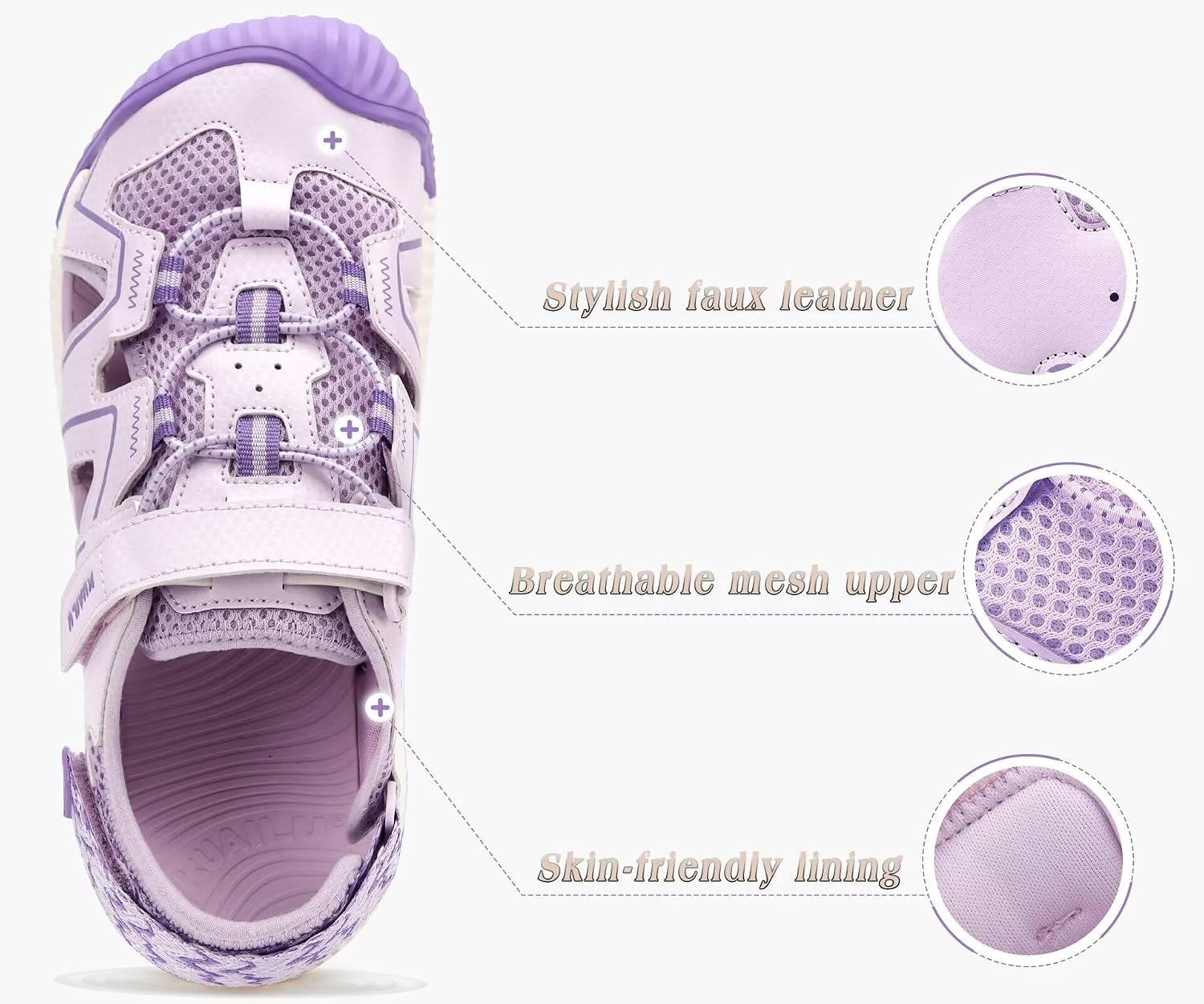 image:imageKuaiLu Womens Orthotic Walking Arch Support Closed Toe Sport Hiking SandalsPurple White