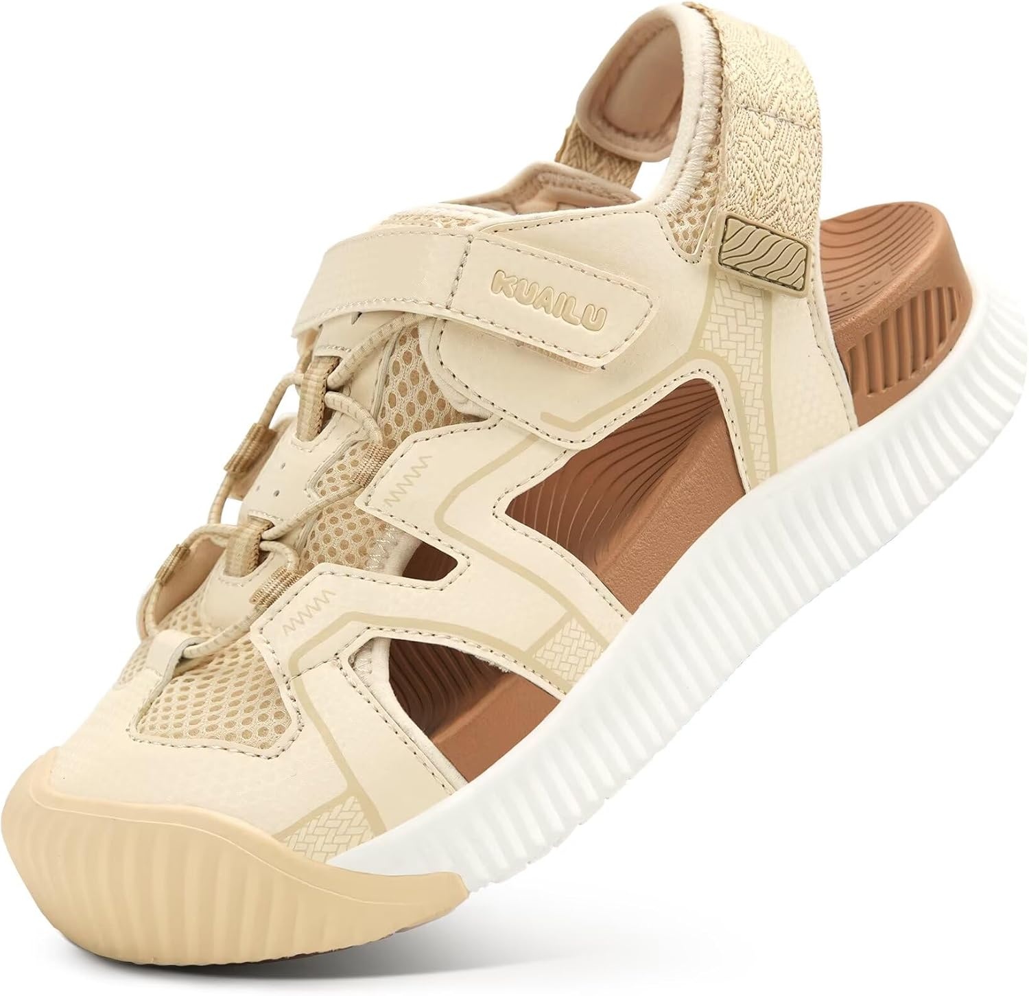 image:imageKuaiLu Womens Orthotic Walking Arch Support Closed Toe Sport Hiking SandalsWhite Khaki