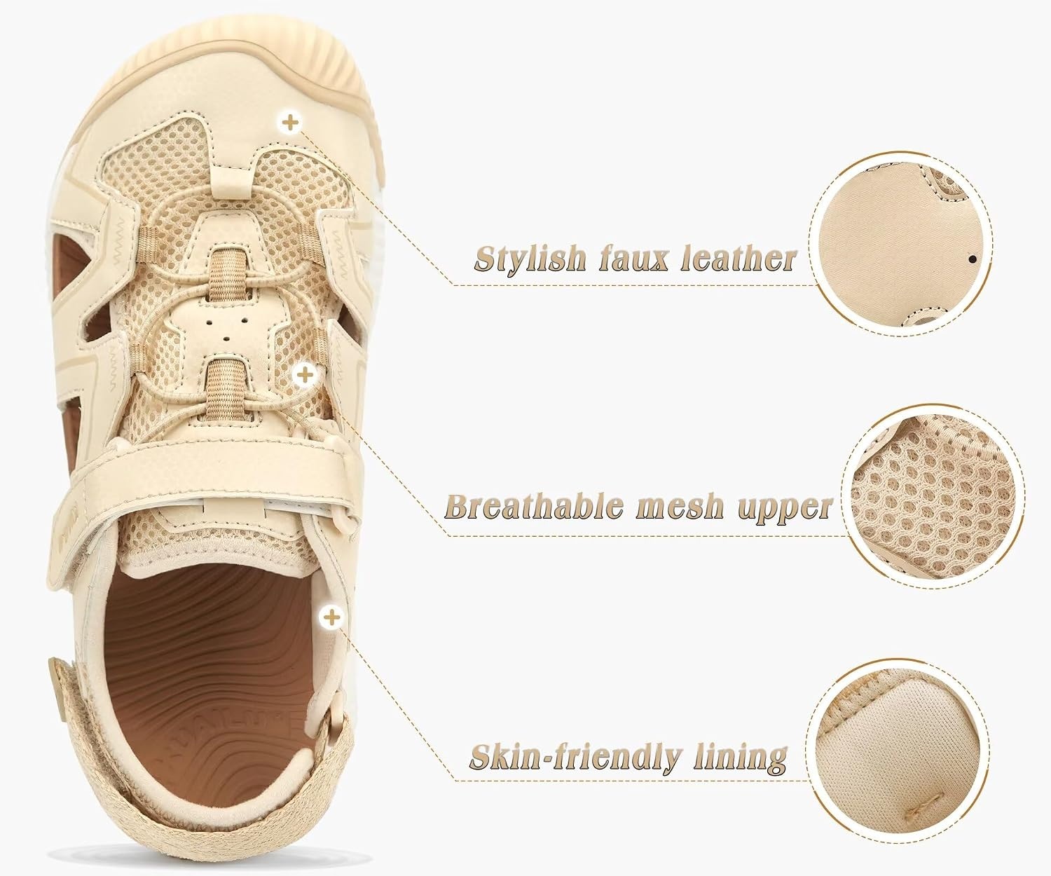 image:imageKuaiLu Womens Orthotic Walking Arch Support Closed Toe Sport Hiking SandalsWhite Khaki