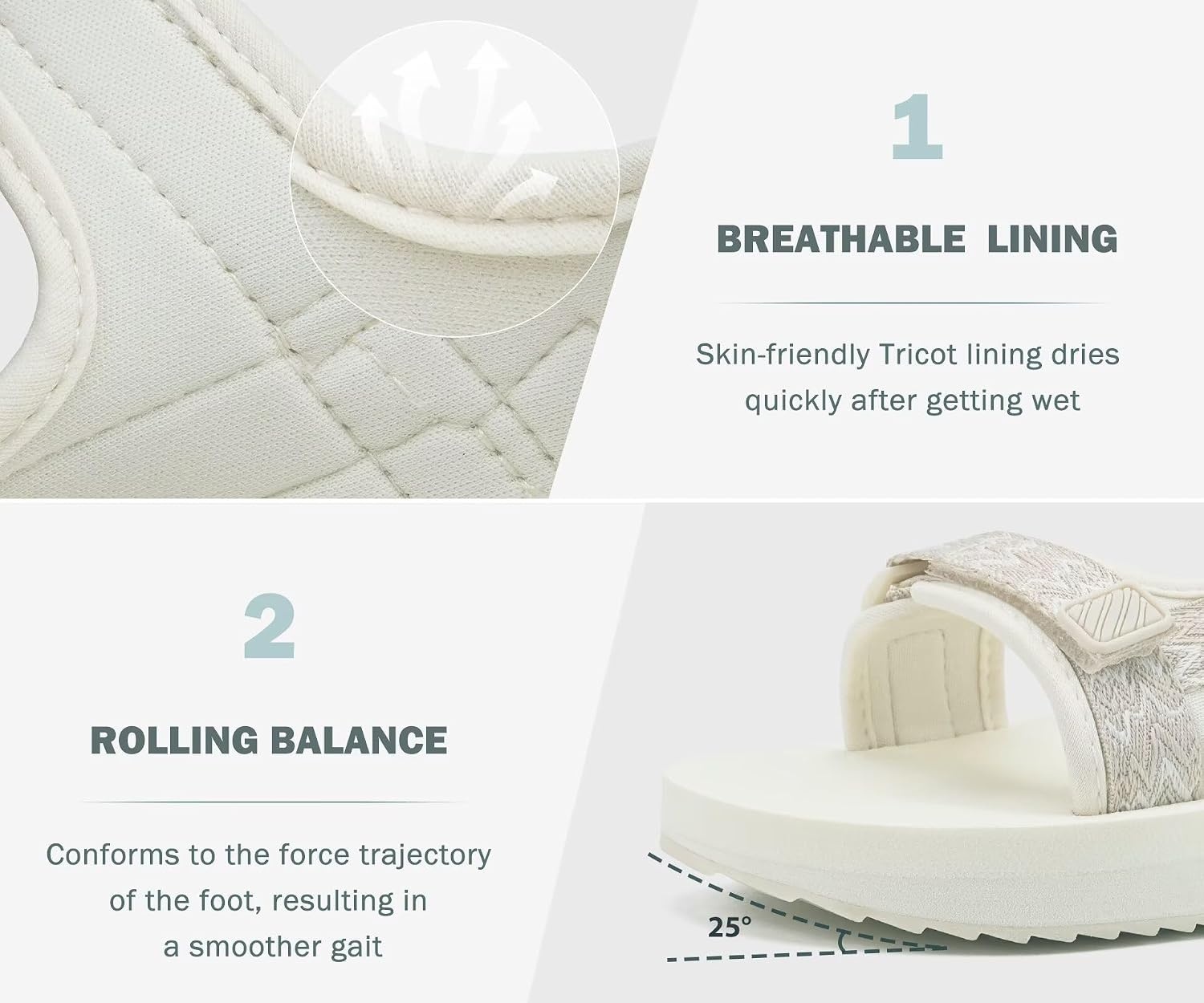 image:imageKuaiLu Womens Walking Sandals Comfortable Arch Support Summer White Size 8