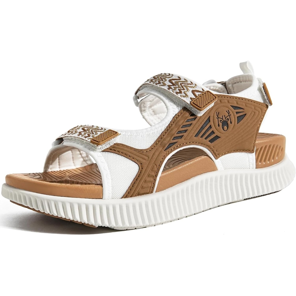 image:imageKuaiLu Womens Orthopedic Walking Sandals with Comfortable Arch SupportWhite Khaki
