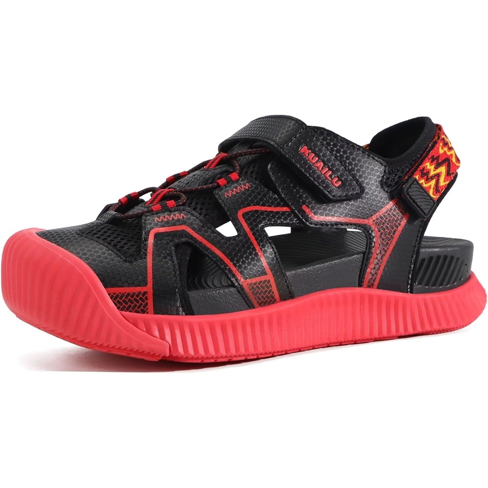 image:imageKuaiLu Womens Orthotic Walking Arch Support Closed Toe Sport Hiking SandalsBlackRed