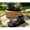 KuaiLu Men’s Walking Sandals with Arch Support – Adjustable & Lightweight(Black)