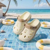 KuaiLu Womens Classic Recovery Clogs Waterproof & Quick Dry Beach Sandals(Beige White)